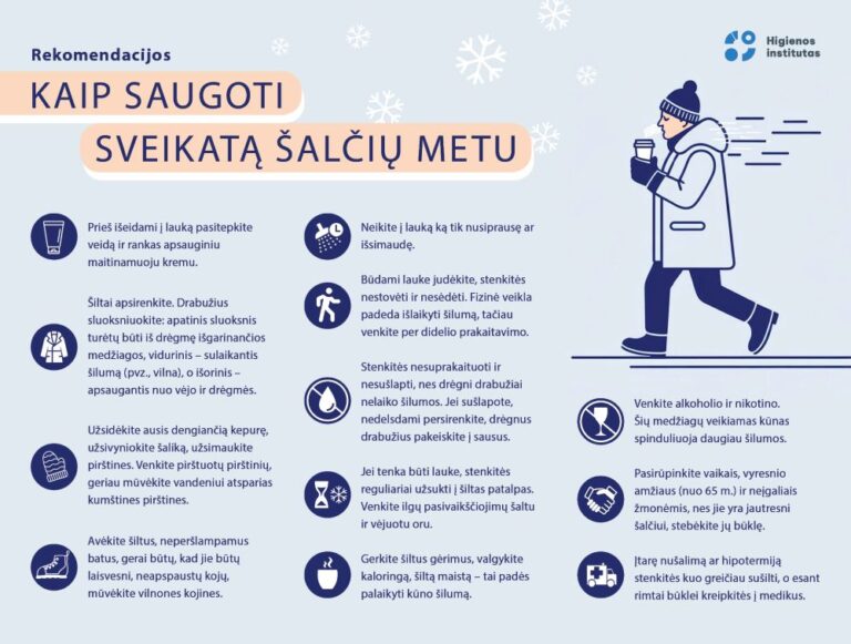 Rekomendacijos kaip saugoti sveikatą šalčio metu